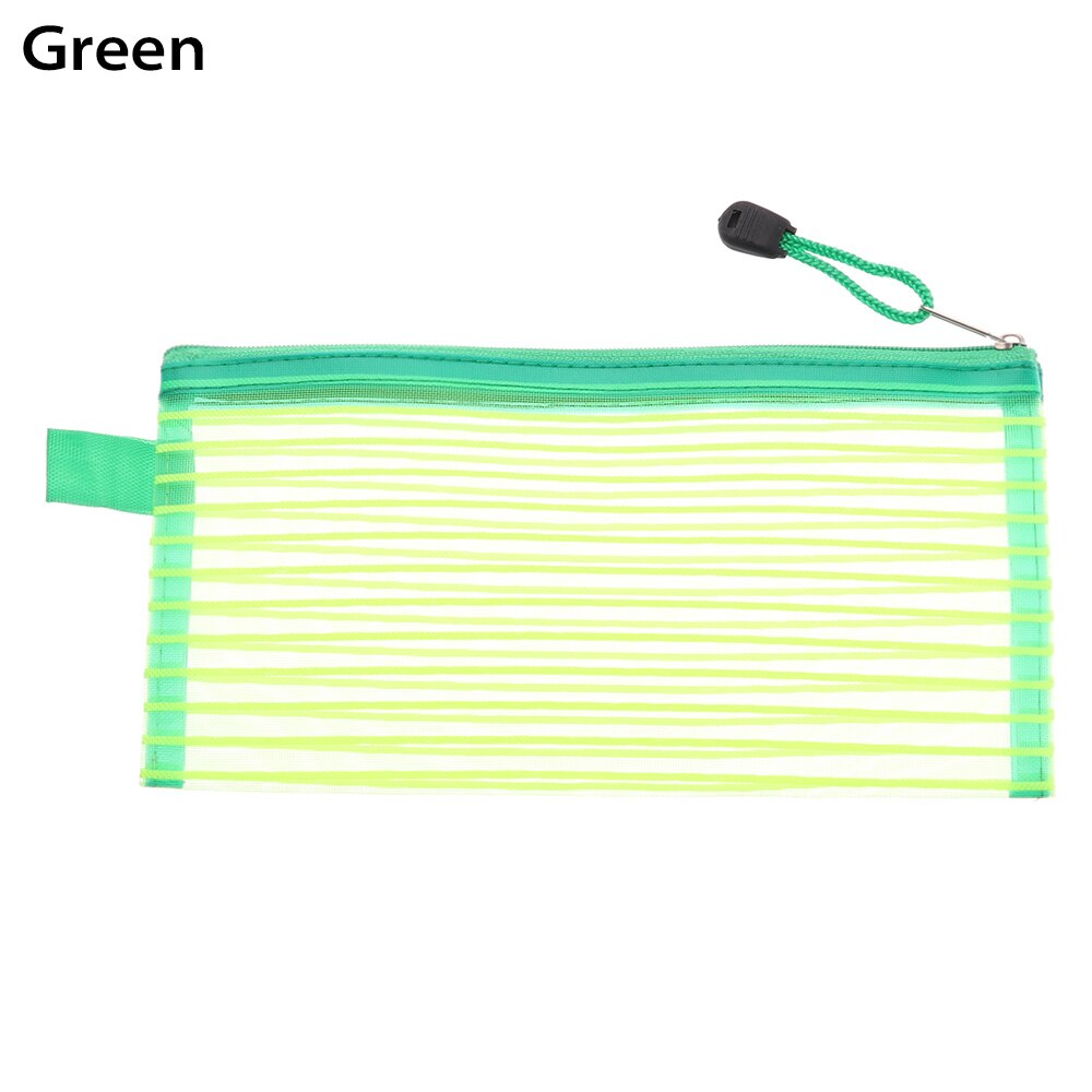 Trasparente Della Maglia sacchetto di Nylon Del Sacchetto Delle Donne Del Sacchetto Della Chiusura Lampo di Cancelleria Semplice Trucco Cosmetico di Immagazzinaggio Del Sacchetto Portatile di Viaggio Make up Organizer: green