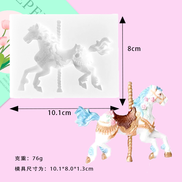 Mirosie-Moldes de silicona con alas de Pegaso, carrusel de caballo, pastel de unicornio, Fondant, Chocolate, bricolaje, molde de silicona para pastel, accesorios para hornear: Azul cielo