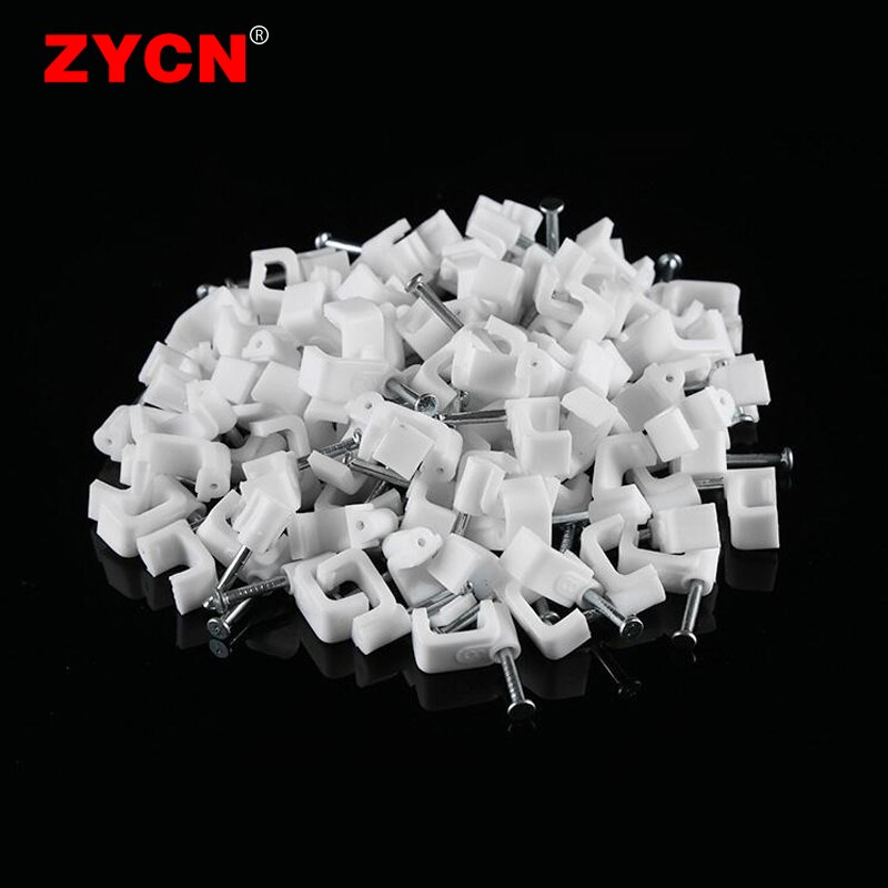 100Pcs Vierkante Draad Kabel Clip Houder Nail Telefoon Netwerk Muur Vaste Lijn Management Plastic Kaart 4/5/6/7/8/10/12/14Mm