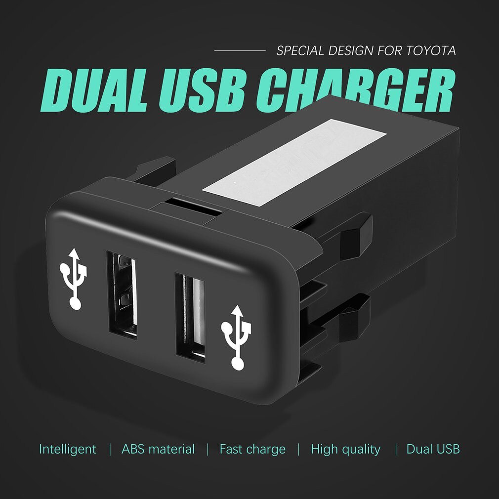 Dual USB Charger 12V 2.1A Socket Dashboard Cell Phone Car Audio Port for TOYOTA VIGO