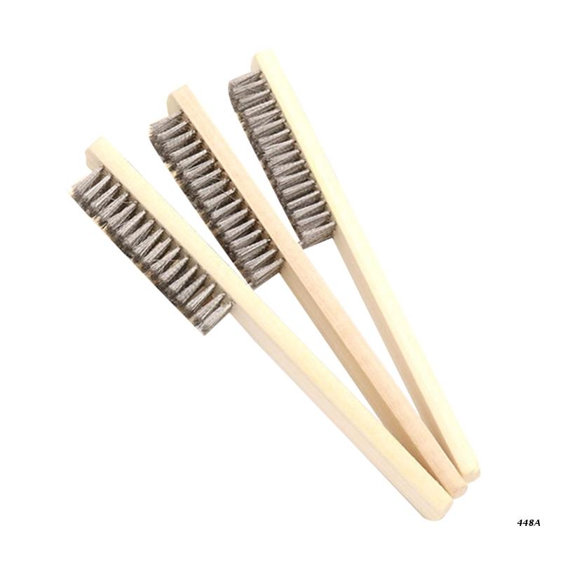 Wire Brush Set for Cleaning 3-Pack Multi Purpose Wood Handle Stainless Steel Wire Scratch Brush for Heavy&amp;Light Cleaning