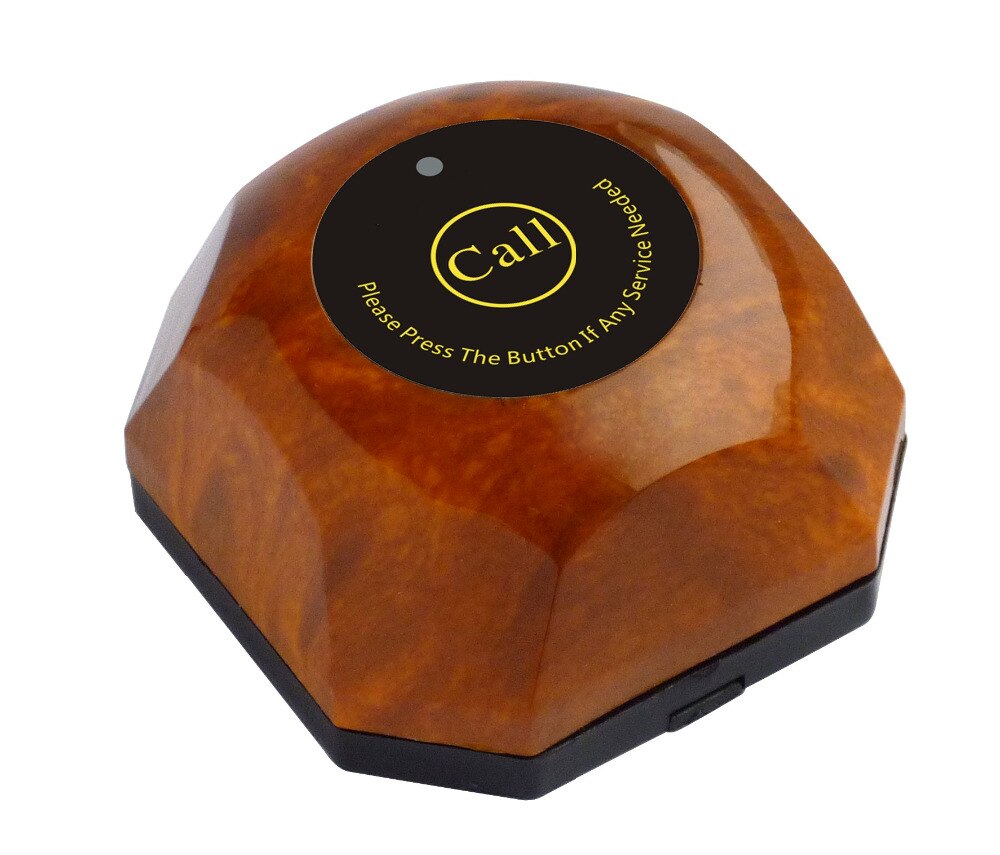 Restaurant/club/bar wireless paging system pager bell,silver/white/black/wood single call buttom with removable waterproof base