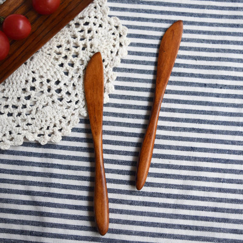 2Pcs/Lot Wooden Butter Knife Spreader Wood Bread Jam Knives Tableware Marmalade Dinner Dessert Knife