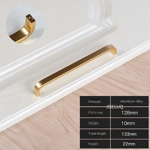Moderne garderobehåndtak 64mm/96mm/128mm/160mm/192mm solide/hule aluminiumshåndtak kjøkkenmøbelhåndtak skuffhåndtak: beige