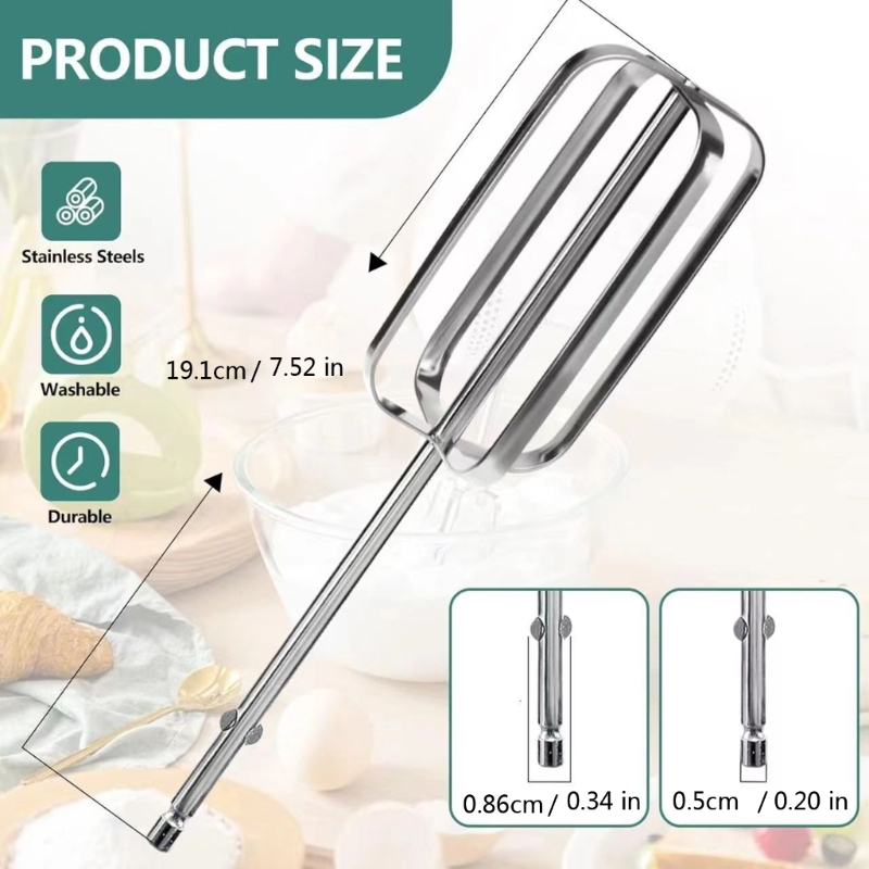 2Pcs Hand Mixer Beaters Attachments Set Stainless Steel Handheld Mixer Replacement Beaters Electric Mixer Part