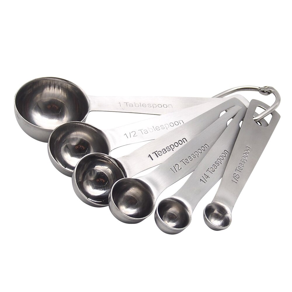 6pcs Stainless Steel Measuring Spoons Stainless Steel Teaspoon Kitchen Tools for Measuring Liquid and Dry Ingredients: Default Title
