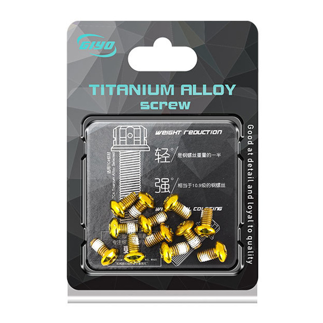 12Pcs Fiets Schijfremrotor Torx Bouten T25 Torx M5x9mm Mtb Bike Rvs Bevestigingsschroeven Fietsen Accessoire Deel tool: Gold