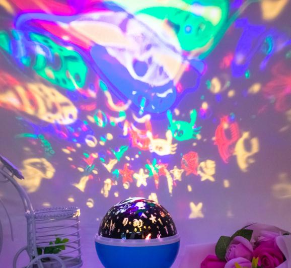 Roterende Nachtlampje Projector Spin Sterrenhemel Star Baby Slaap Romantische Lamp USB/AA Power: sea fish