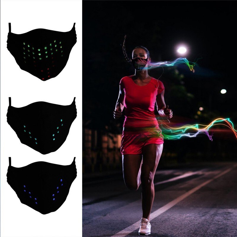 Christmas Voice Control Mask Dynamic Talking Faux Luminous Led Face Mask Breathable Rubber Elastic Tendon Ear Loop