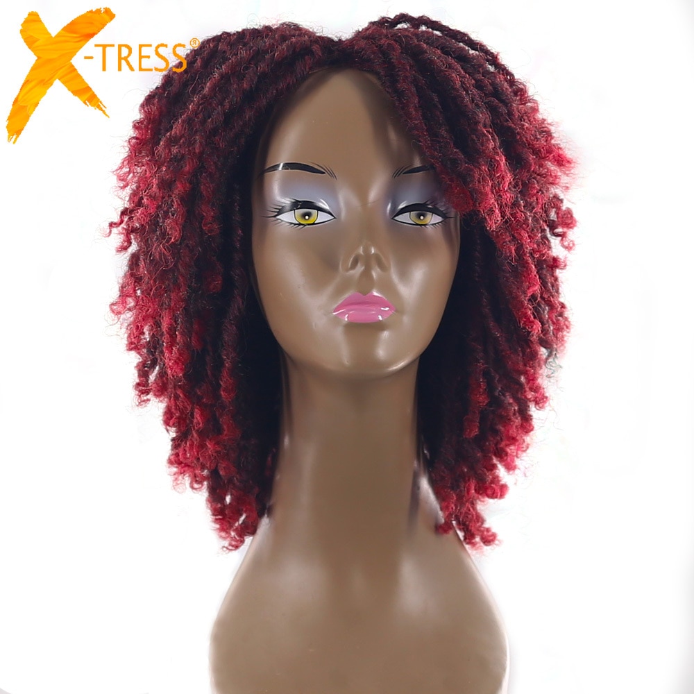 Pelucas de cabello trenzado Crochte para X-TRESS cabello sintético de imitación Locs, peluca de pelo corto de 10 pulgadas, peluca de pelo Bob hecha a máquina, estilo Dreadlock Twist, peluca con trenzas