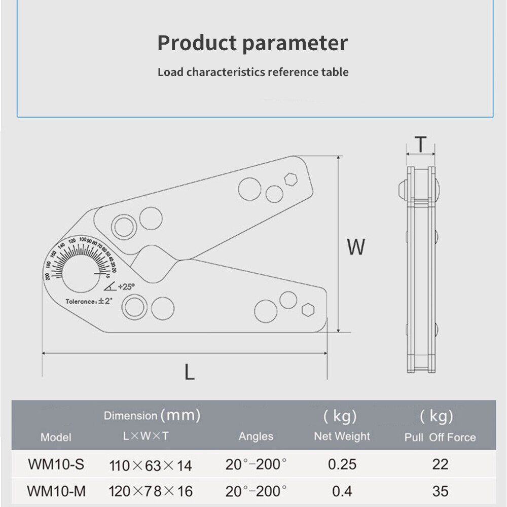 Adjustable Magnetic Welding Holders Magnet For Welding Magnetic Corner Welding Clamp 20-200 Degree Positioner Tools WM10-S