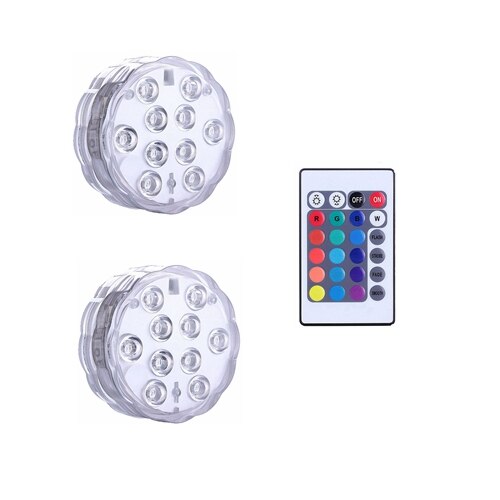 16 Kleuren Onderwater Led Licht Afstandsbediening Dompelpompen Lamp IP68 Waterdichte Outdoor Tuin Zwembad Badkamer Decoratie: 1 controller 2 light