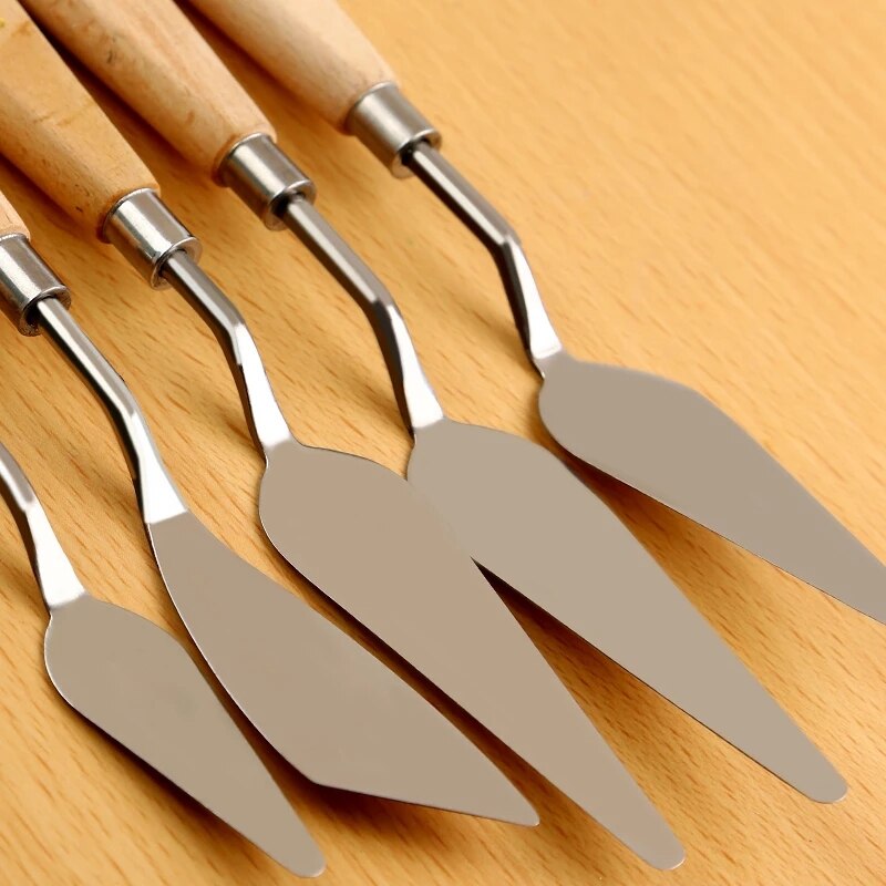Edelstahl Palette Schaber Messer Verschiedenen Größen Ziehen Spachtel Flexible Klingen Für Aquarell Öl Gouache Künstler Malen Werkzeug