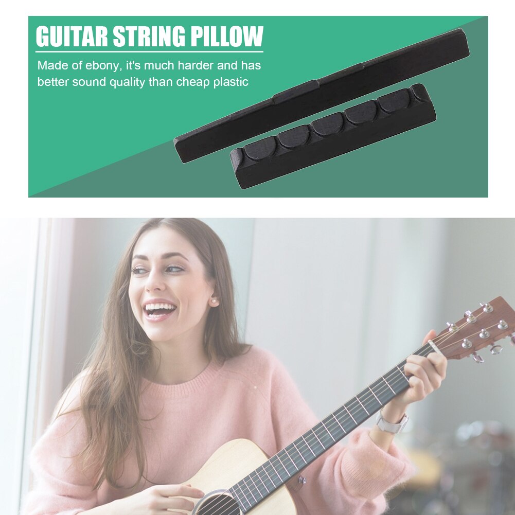 1 Stuk Zwart Ebbenhout Brug Zadels En Noten Voor 4 Snaren Gitaar Vervanging Real Ingelaste Bone Moer Voor Klassieke Folk gitaar
