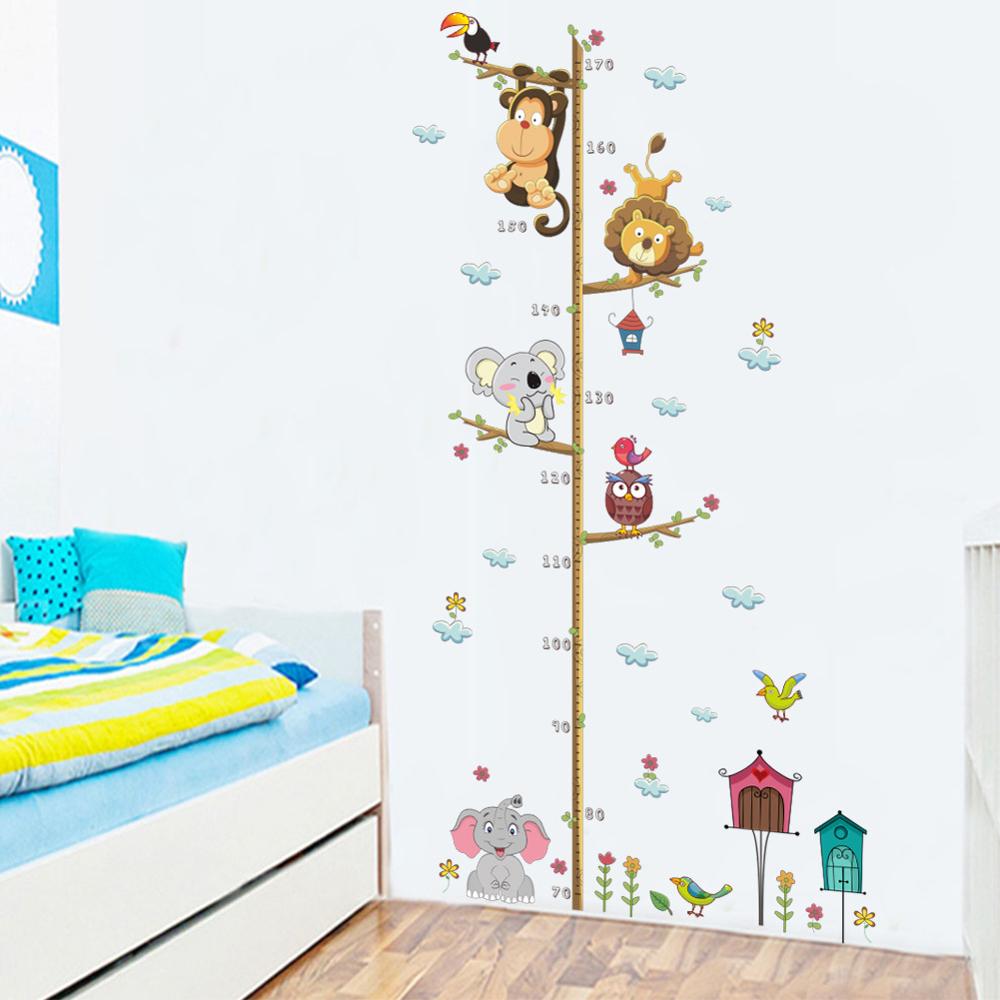 Cartoon Height Measure Wall Sticker for Kids Rooms Child Growth Ruler Stickers Gauge Growth Chart School Decals Nursery Bedroom