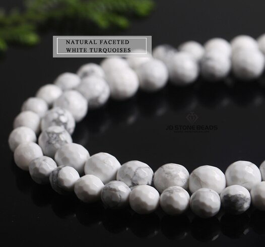 Genuine Natural White Turquoise Beads Howlite Faceted Round Beads Semi-Finished Handmade Matte Frost Stone For Jewelry Making: Faceted Turquoises / 8mm48pcsbeads