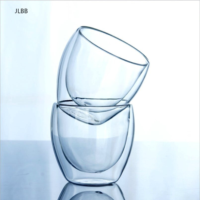 1PC Double-layer Cup 80ml/150ml/250ml/350ml/450ml High Borosilicate Heat-resistant Glass Cup Beverage Cup Double Wall Glass