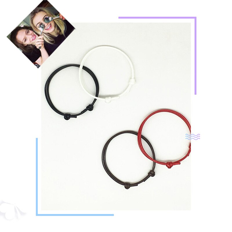 2 uds Simple ajorcas hechas a mano ajustable cuerda para las mujeres y los hombres tobilleras de pareja suerte cadena Cadena de tobillo pulsera Bohemia pulsera joyería de pie