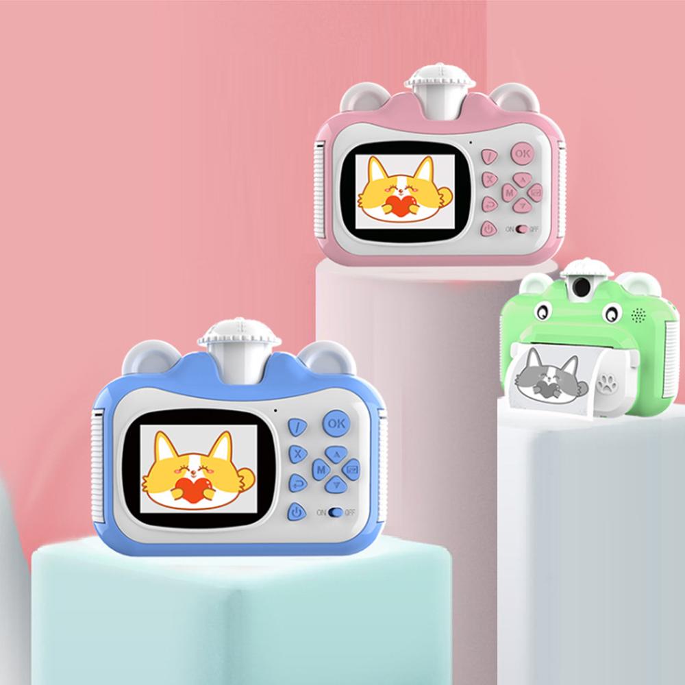 Cute Cartoon Instant Print Camera Mini Children HD 1080P DIY Photo Printing Camera Video Recorder Camcorder Kids Chritmas