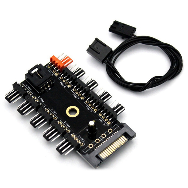 SATA Computer Fan Hub 10 Way Fan Speed Controller FAN HUB Cable Cooler