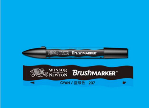 Winsor & Newton Brushmarker Marker Pennen Kwast Alcohol Gebaseerde Snelle Droge Blauw Groen Tones: Cyan