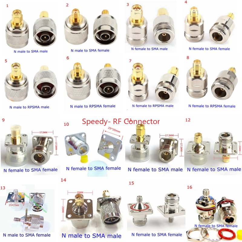 Conector recto de brida de 4 orificios L16 N a SMA macho hembra L16 tipo N a brida RPSMA mamparo con tuerca de junta tórica adaptador a prueba de agua