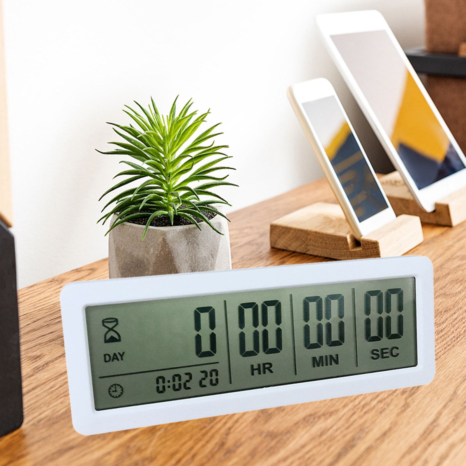 Digitale Timer Timer Klok Groot Scherm Count Down Dagen Timer Voor Onderzoek Pensioen Keuken: White