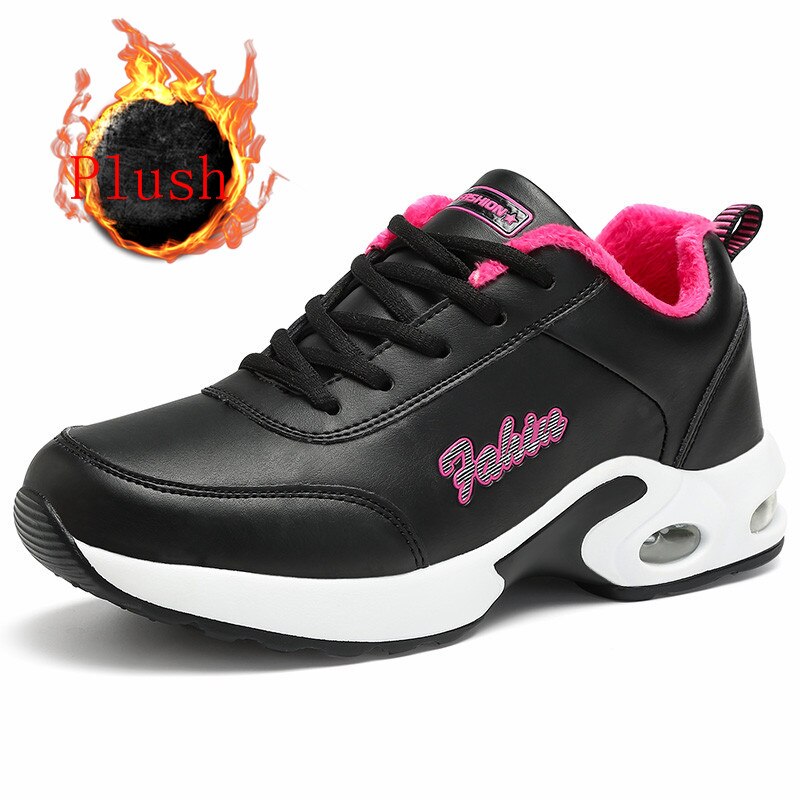 Leather Woman Shoes Sport Women Wedge Sneakers Women's Lowe Running Shoes Woman Warm Sports Shoes Ladies Air Chaussure Shoes B63: Black rose / 7