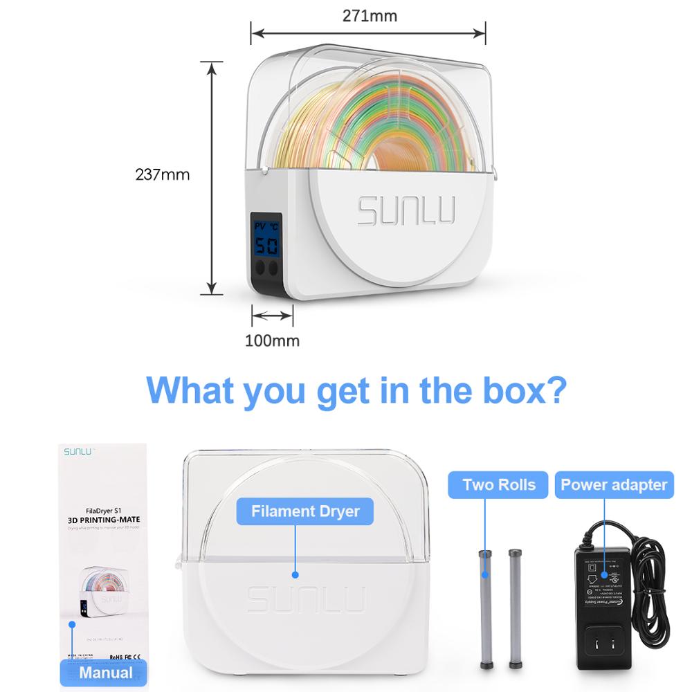 SUNLU FilaDryer S1 Neue 3D Filament Trockner Kasten Kickstarter Anfang Lagerung Halfter Filament Trockenen Kasten für 3D FDM printerss