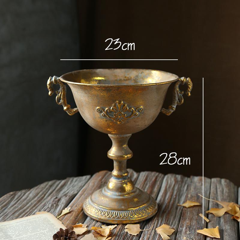 Gylden årgang gammel smijern vase blomst sølv europeisk blomsterpotte beger klassiske blomster ornamenter
