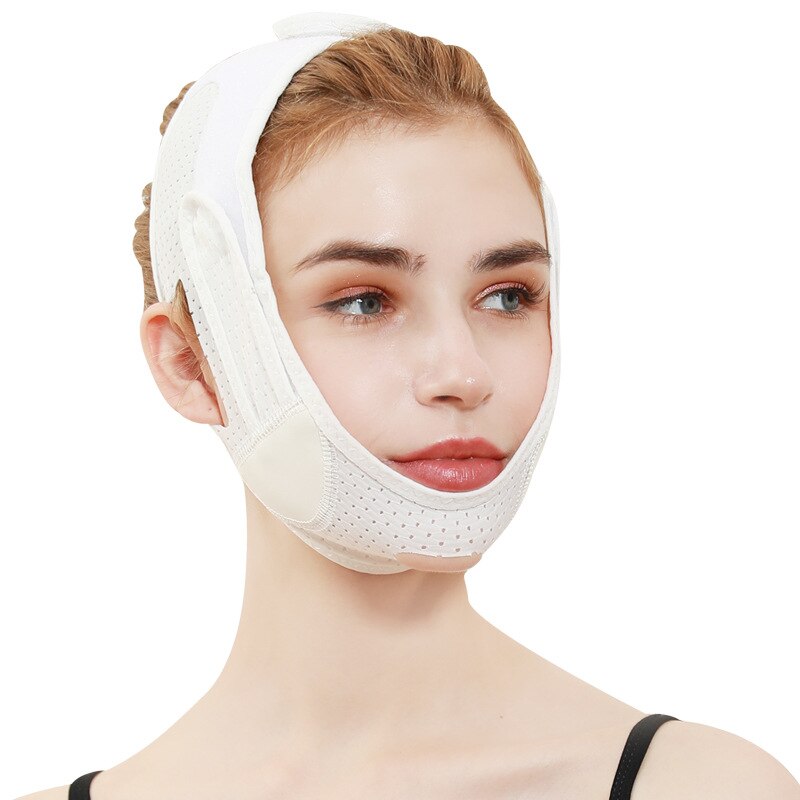Atmungsaktive V Gesicht Wange Aufzug hoch Band Gesicht Dünne Maske Reduzieren Doppel Kinn V-Linie Gestaltung Verband Anti Falten gesicht Abnehmen Verband: 072 Weiß