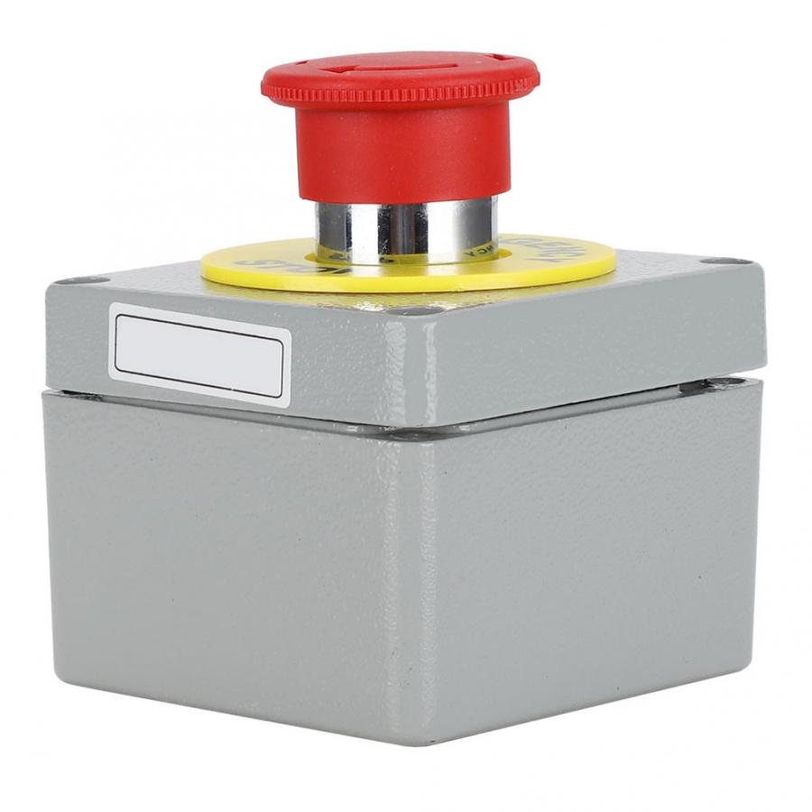 Switch Box 1 Button Emergency Stop Control Operation Box IP66 Dustproof Waterproof 80x75x60 Push Button Switch