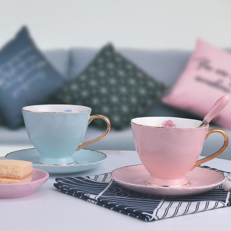 Tekopp sett kaffekopp sett rustfritt cupstea kopper og saucerschina te cupcup covercup dekke