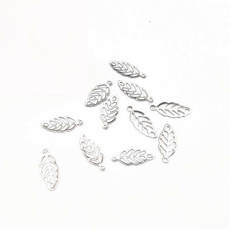 50pcs/lot 13*5.5mm Stainless Steel Hollow Out Leaves Pendants Charms Gold Color Tree Leaf Charms for Diy Jewelry Making Findings