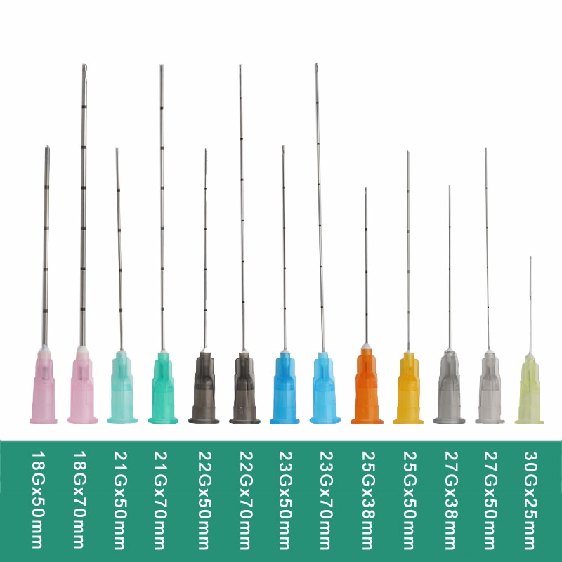 Einweg Feine Micro Kanüle Für Füllstoff Injection 18G 21G 22G 23G 25G 27G 30G Plain Enden Kerb Endo Blunt-spitze Nadeln, 10sets