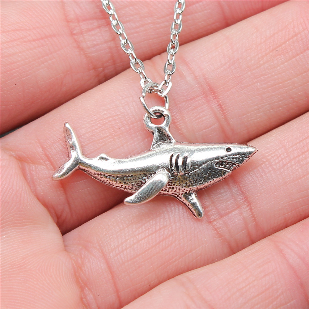 Antiek Zilver Kleur 32X16Mm Shark Hanger Ketting Voor Vrouwen: Default Title