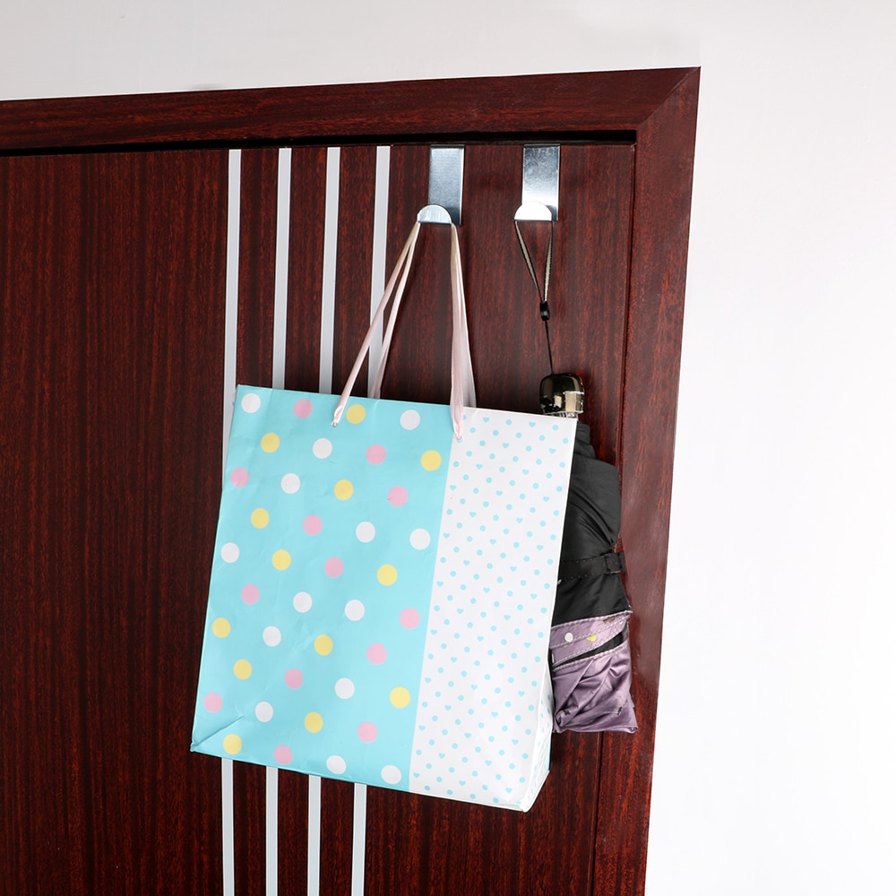 2 unids/set gancho de almacenamiento de capa de acero inoxidable bolsa de sombrero organizador correas de puerta colgador ganchos armario de cocina para el hogar puerta de pared