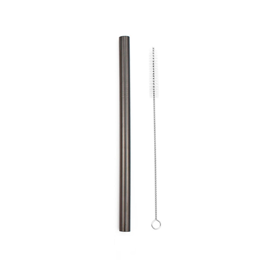 Tubuli Metall Stroh Rosa Edelstahl Stroh Wiederverwendbare Trinkhalme 12mm Smoothies Tapioka Perlen Abgeschrägte Bar Party 1Pc: Black