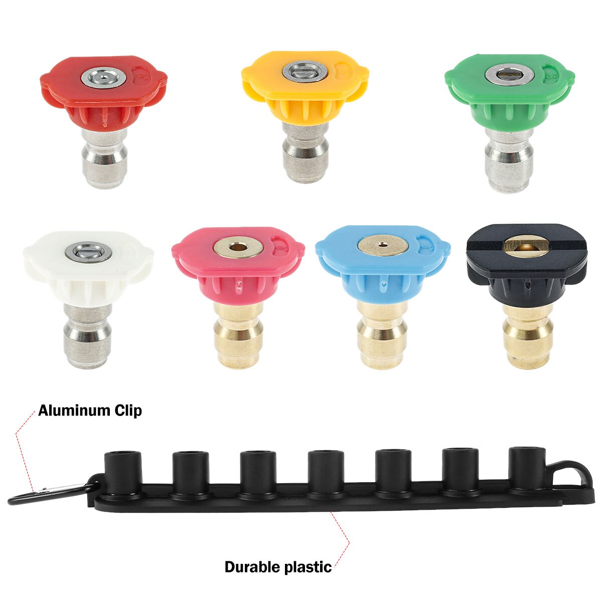 High Pressure Cleaner Washer Spray Nozzle Tips 7pcs Pressure Washer Nozzle 4000 Psi Quick Connect with Pedestal Set
