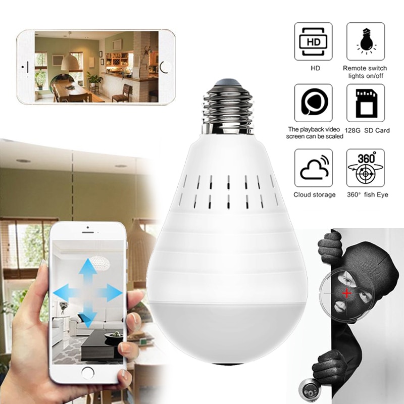 Led Camera 960P Draadloze Panoramisch Home Security Wifi Fisheye Bulb Lamp Ip Camera 360 Graden Home Security Video Surveillance