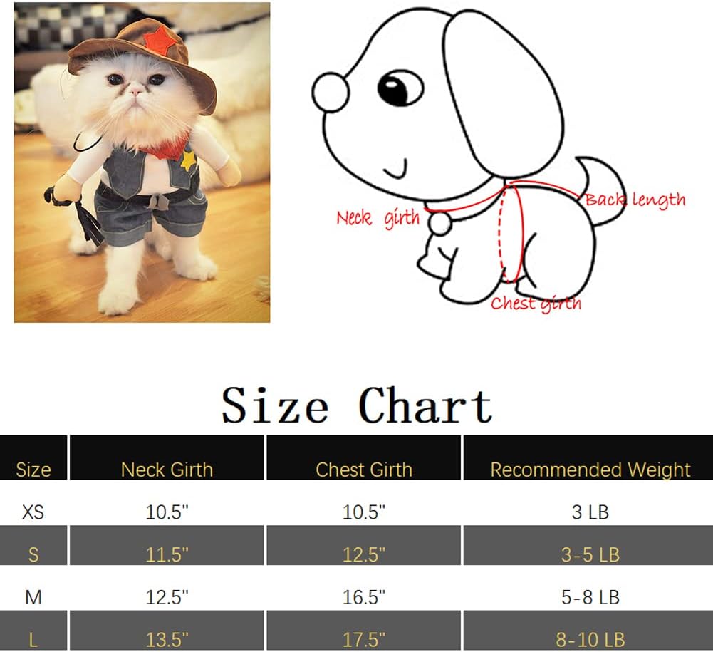 Morsomt hundekostyme til katt halloween-kostyme til hund cowboy-klær til hunder, kostymer til små hunder, cosplay-tilbehør til katter