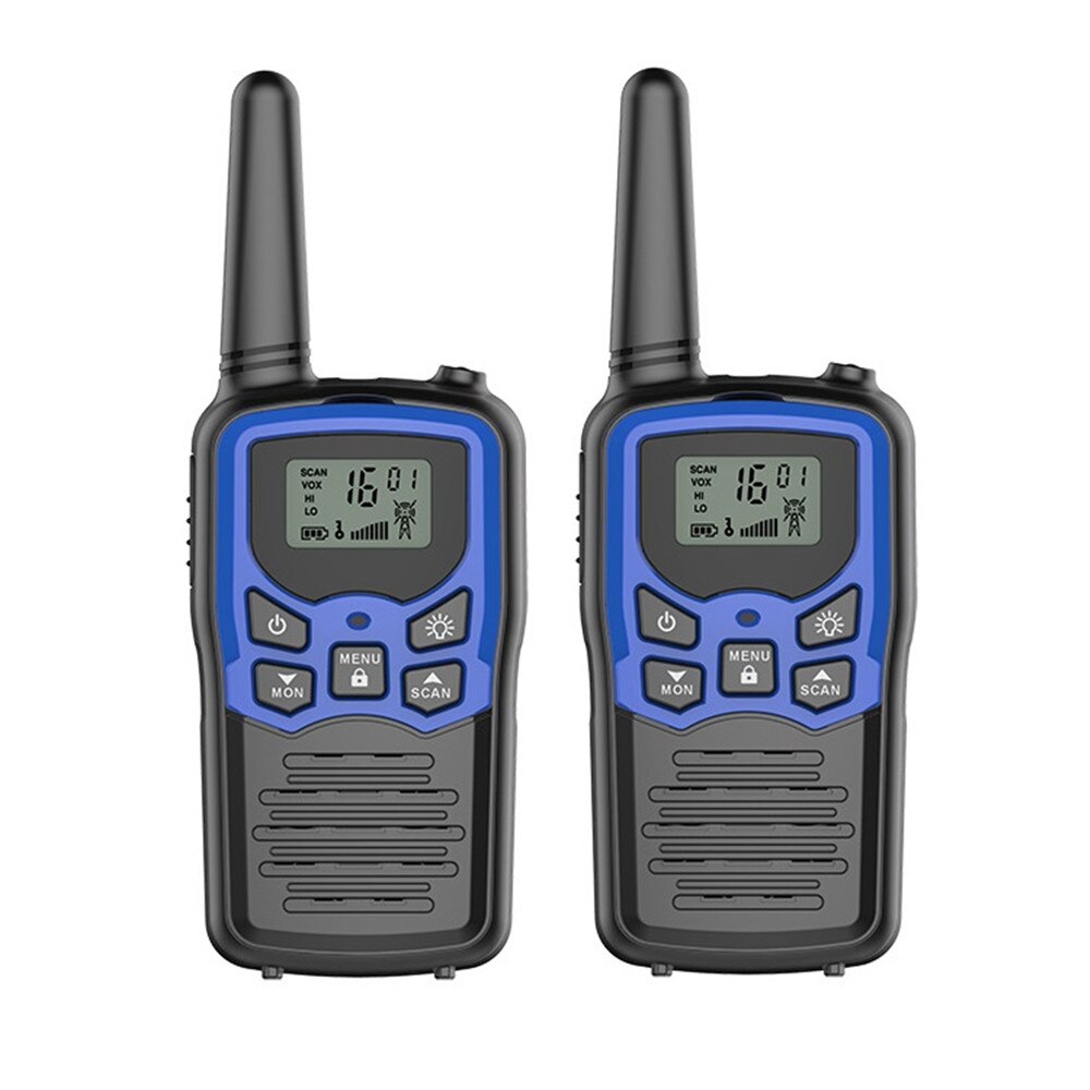 Dupilink-rádio transmissor de walkie-talkie portátil, 2 peças, transmissor e rádio em dois sentidos, lcd, 5 km, 22ch, vox: Azul / EURO