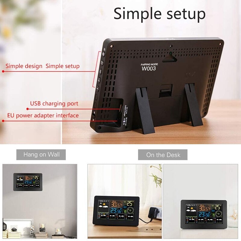 WiFi Weather Station APP Control Smart Weather Monitor Indoor Outdoor Temperature Humidity Wind Speed Functions