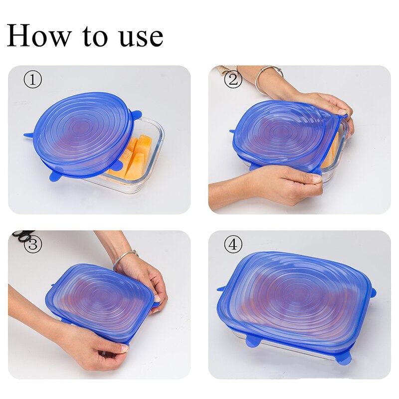 6 pièces/ensemble Silicone alimentaire couvercle cuisine accessoires Gadgets extensible universel bol Pot casserole fruits légumes conservation cuisine outil