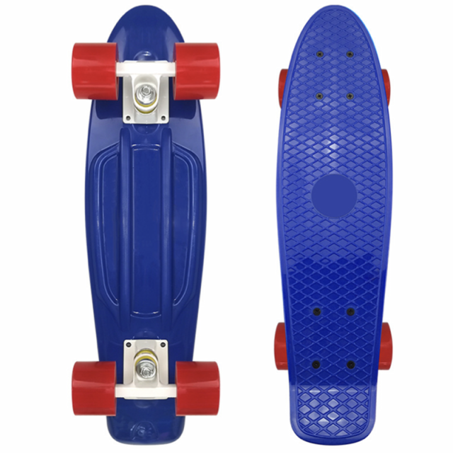 Mini patineta deportiva de 22 pulgadas para niños, monopatín de Color macarrón, Cruiser Multicolor: Blue(Red wheels)