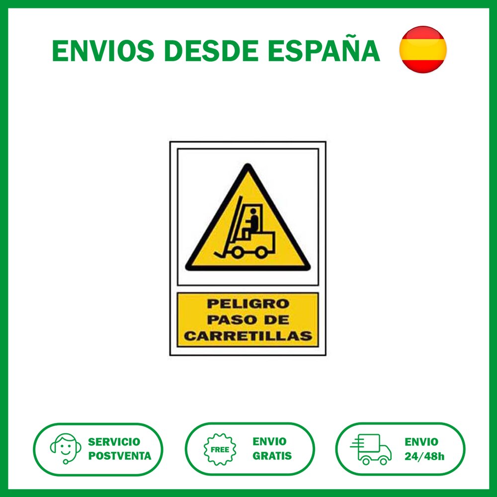 Señal de peligro de paso de carretilla (catalan). Señalización de seguridad obras de la Señalizacion Mataro.