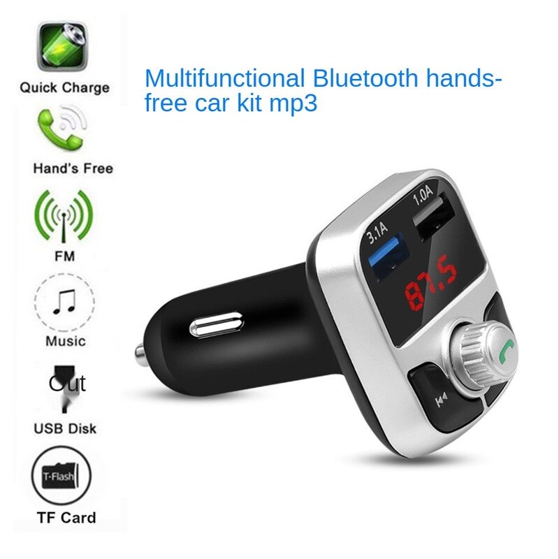 Handsfree Car Kit Bluetooth Fm-zender Lcd MP3 Speler Dual Usb Charger 3.1A Telefoon Oplader Auto Draadloze Audio Ontvanger