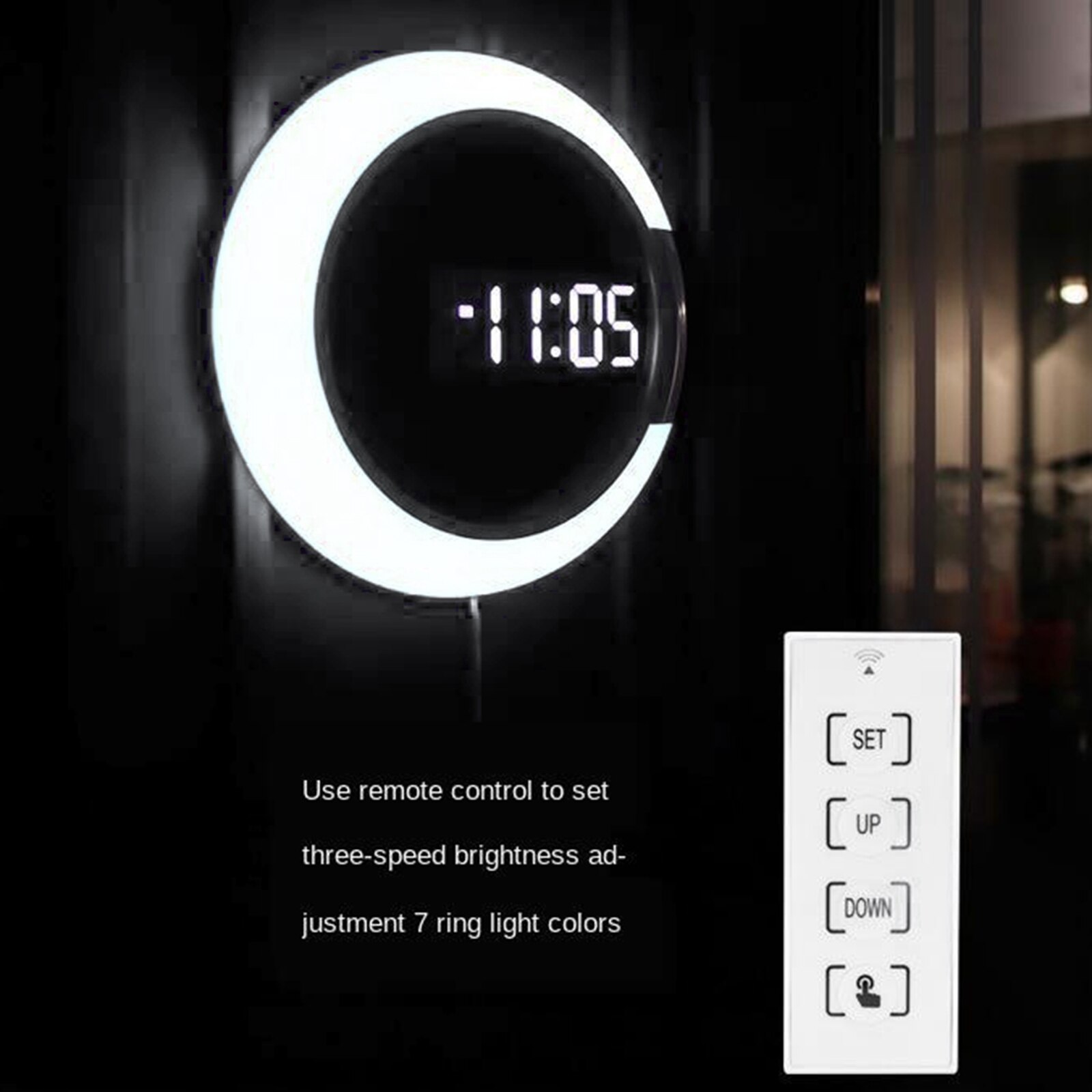 Upgrade 7 colors Office Decor 12 "LED wall clock remote control alarm clock