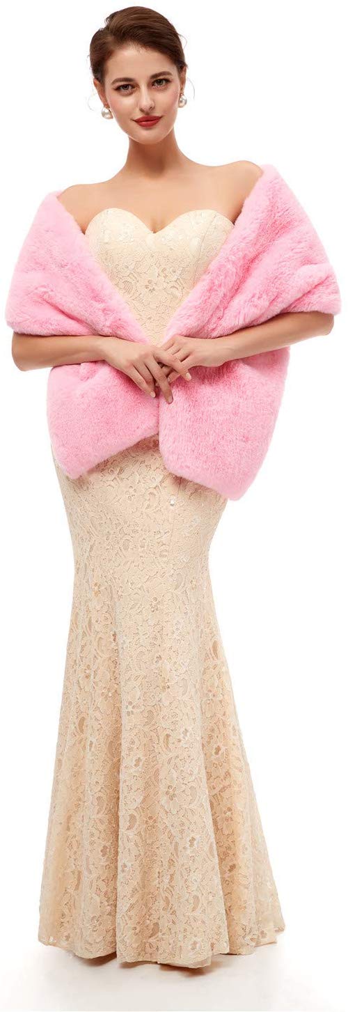 Bolero Jacket Avondjurk Sjaal Bridal Wraps Fur Cape Fur Sjaal Veer Robe Sheer Wit Bont Mantel Winter Witte Mantel jas: 1pj19138