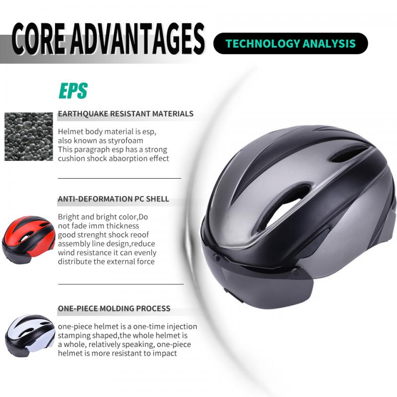 Aero Ultralichte Road Fiets Helm Eps Integraal Gegoten Ademend Fietshelm Mannen Vrouwen Goggles Lens Mtb Apparatuur
